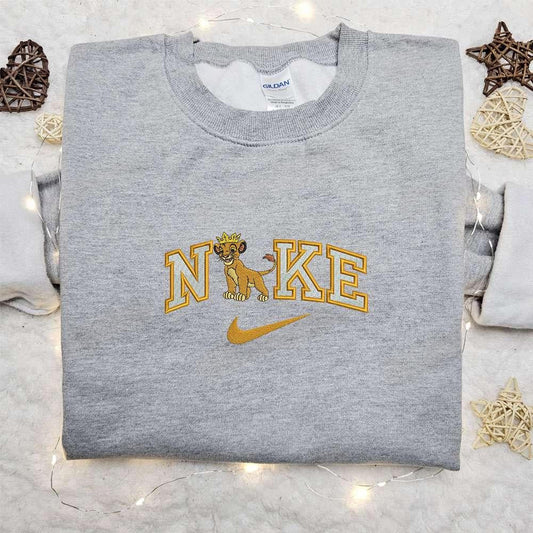 Simba King X Nike Embroidered Sweatshirt Walt Disney Characters Embroidered Shirt Best Birthday Gift Ideas For Family