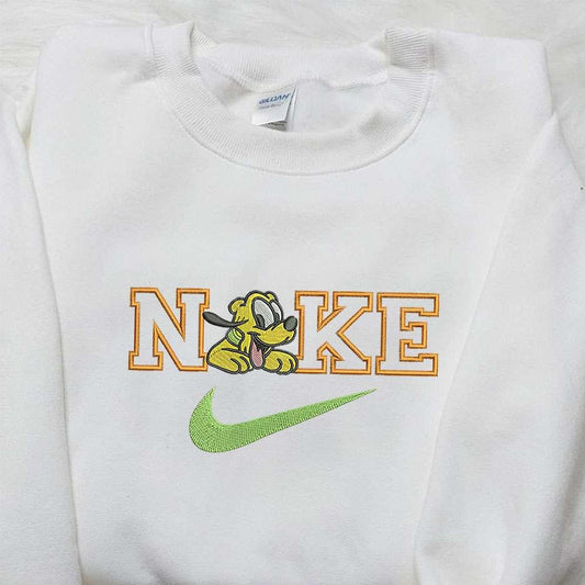 Pluto X Nike Embroidered Sweatshirt Mickey Mouse Disney Embroidered Shirt Nike Inspired Embroidered Shirt