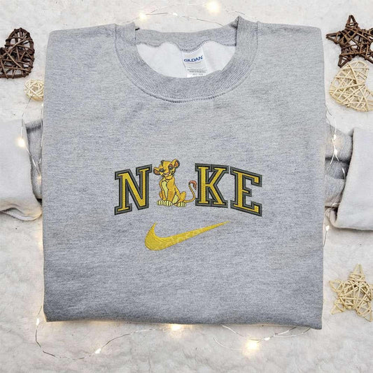Simba X Nike Cartoon Embroidered Tshirt Nike Inspired Embroidered Shirt Best Gift For Family
