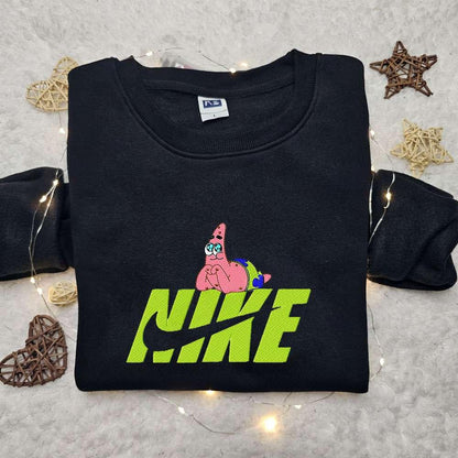 Patrick Star X Nike Cartoon Embroidered Sweatshirt Walt Disney Characters Embroidered Shirt Best Birthday Gift Ideas For Family