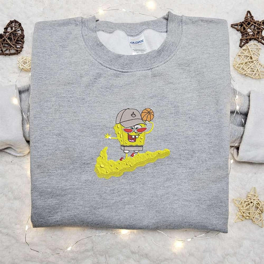 Spongebob Basketball X Nike Cartoon Embroidered Hoodie Disney Characters Embroidered Shirt Best Gift Ideas For Family