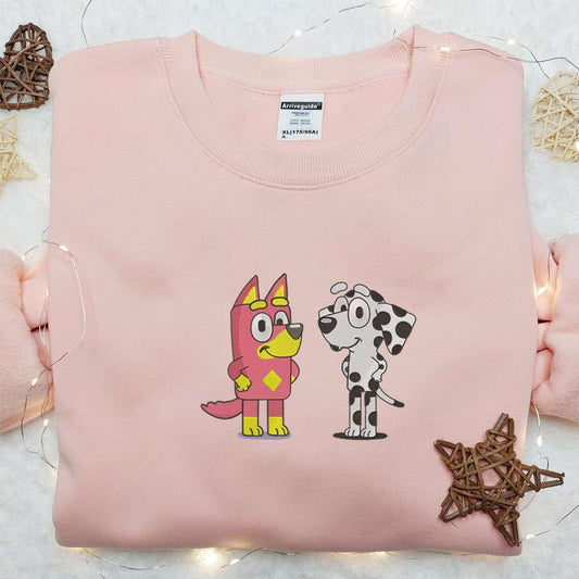 Rusty And Chloe Embroidered Shirt Bluey Cartoon Embroidered Hoodie Best Gift Idea
