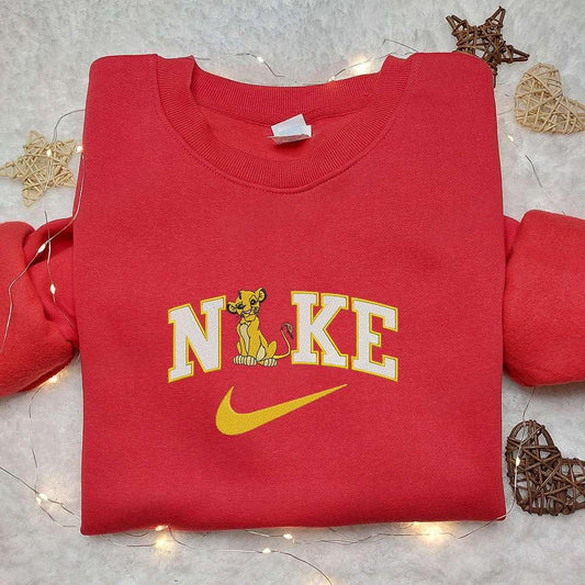 Simba X Nike Embroidered Shirt Disney The Lion King Embroidered Hoodie Nike Inspired Embroidered Sweatshirt 1