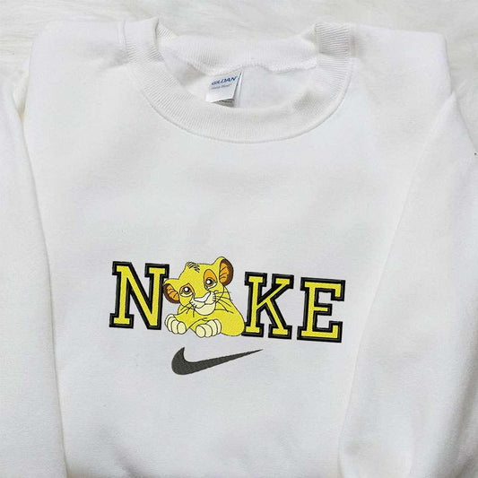 Simba X Nike Cartoon Embroidered Shirt Nike Inspired Embroidered Shirt Best Gift For Family