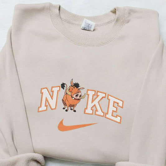 Pumbaa X Nike Cartoon Embroidered Sweatshirt Disney Characters Embroidered T Shirt Best Gift Ideas For Family