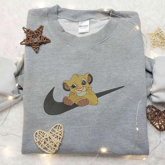 Simba X Nike Swoosh Embroidered Sweatshirt The Lion King Disney Embroidered Shirt Nike Inspired Embroidered Shirt