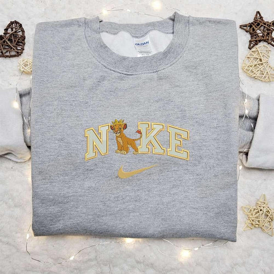Simba King X Nike Cartoon Embroidered Sweatshirt Nike Inspired Embroidered Shirt Best Gift Ideas For Family