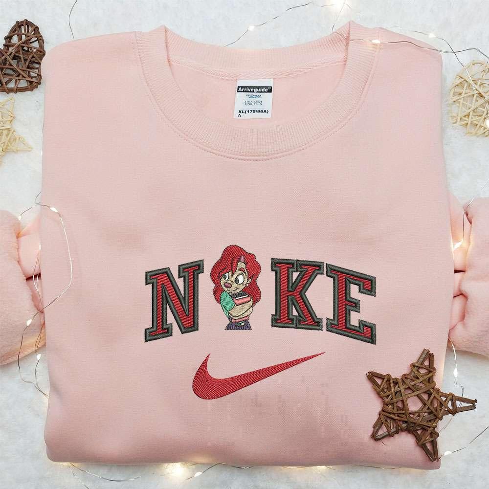 Roxanne X Nike Cartoon Embroidered Shirt Disney Characters Embroidered Sweatshirt Nike Inspired Embroidered Hoodie