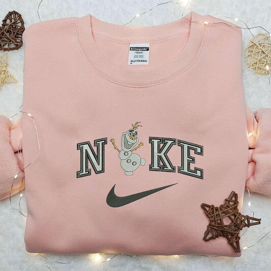 Olav X Nike Embroidered Sweatshirt Frozen Disney Embroidered Shirt Nike Inspired Embroidered Shirt