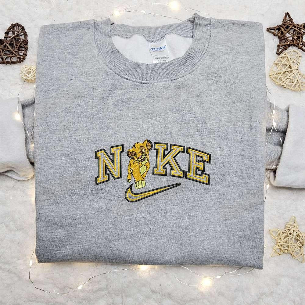 Simba X Nike Embroidered Shirt Disney The Lion King Embroidered Hoodie Nike Inspired Embroidered Sweatshirt 1