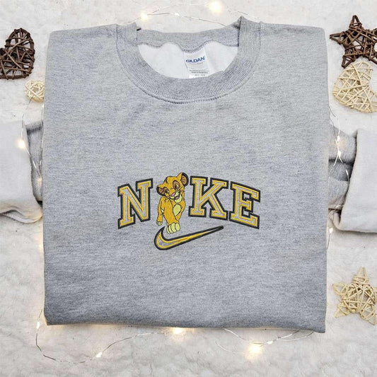 Simba X Nike Embroidered Shirt Disney The Lion King Embroidered Hoodie Nike Inspired Embroidered Sweatshirt 1