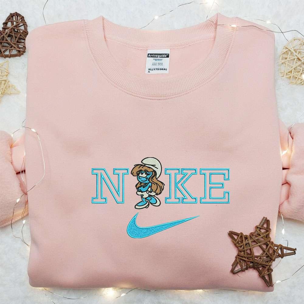 Smurfette X Nike Embroidered Shirt Disney The Smurfs Embroidered Hoodie Nike Inspired Embroidered Sweatshirt
