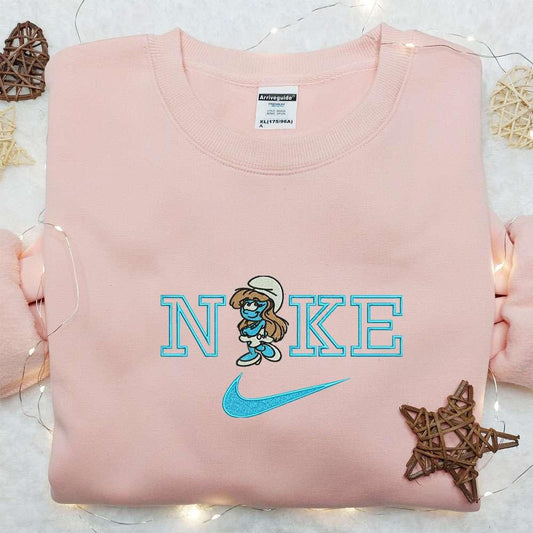 Smurfette X Nike Embroidered Shirt Disney The Smurfs Embroidered Hoodie Nike Inspired Embroidered Sweatshirt