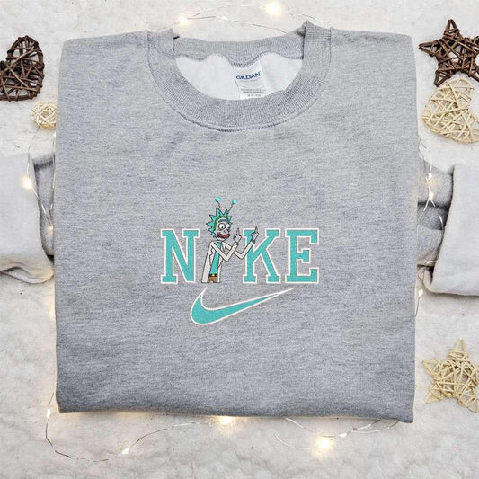 Rick Sanchez X Nike Cartoon Embroidered Sweatshirt Disney Characters Embroidered Shirt Best Gift Ideas For Family