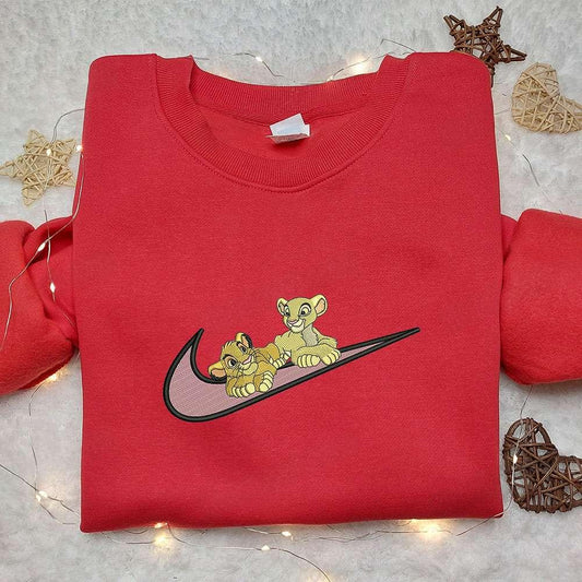 Simba And Nala X Nike Embroidered Sweatshirt The Lion King Disney Embroidered Shirt Nike Inspired Embroidered Shirt