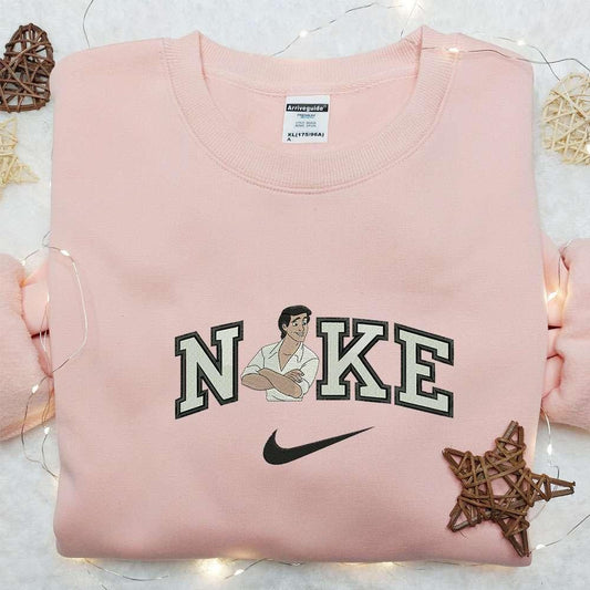 Prince Eric X Nike Cartoon Embroidered Shirt The Little Mermaid Embroidered Shirt Nike Inspired Embroidered Shirt
