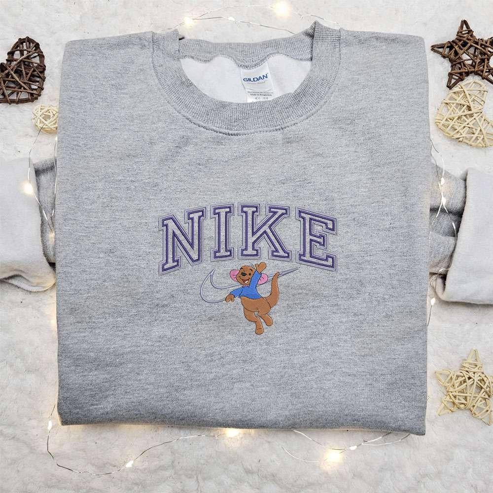 Roo X Nike Cartoon Embroidered Shirt Disney Characters Embroidered Sweatshirt Nike Inspired Embroidered Hoodie