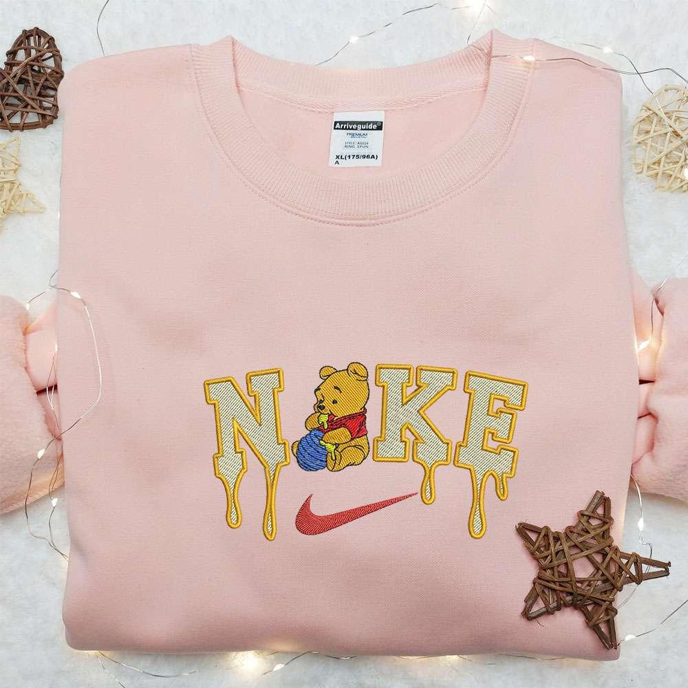 Winnie the Pooh x Nike Cartoon Embroidered Shirt Nike Inspired Embroidered Shirt Best Gift for Family