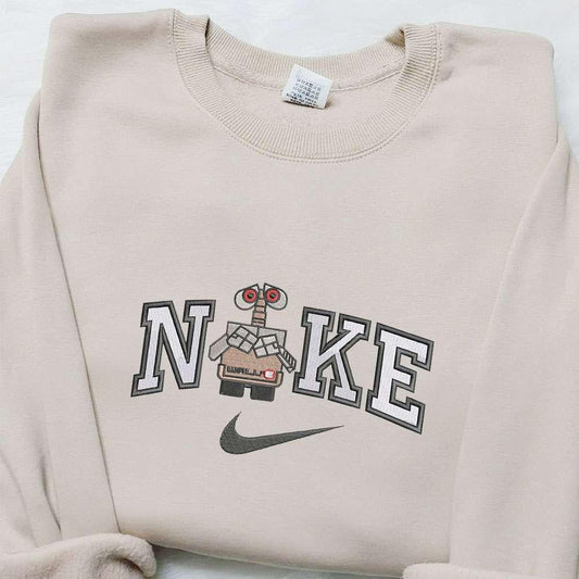 Wall E x Nike Cartoon Embroidered Sweatshirt Disney Characters Embroidered Hoodie Best Birthday Gift Ideas