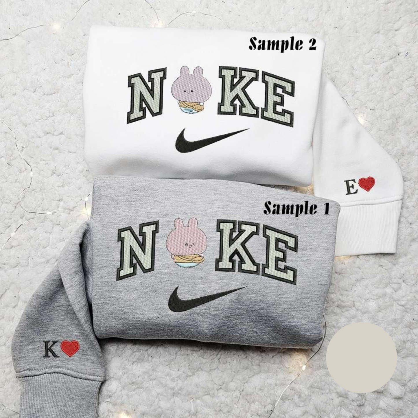 Asamimichaann x Nike Embroidered Couple Shirt Cartoon Embroidered Shirt Nike Inspired Embroidered Hoodie