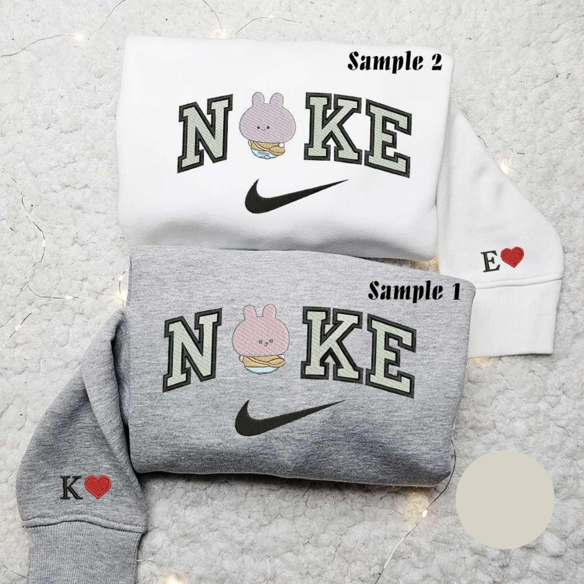Asamimichaann x Nike Embroidered Couple Shirt Cartoon Embroidered Shirt Nike Inspired Embroidered Hoodie