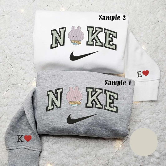 Asamimichaann x Nike Embroidered Couple Shirt Cartoon Embroidered Shirt Nike Inspired Embroidered Hoodie