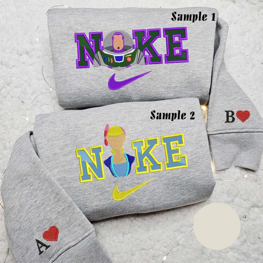 Buzz Lightyear And Bo Peep x Nike Embroidered Couple Shirt Disney Toy Story Embroidered Shirt Nike Inspired Embroidered Hoodie