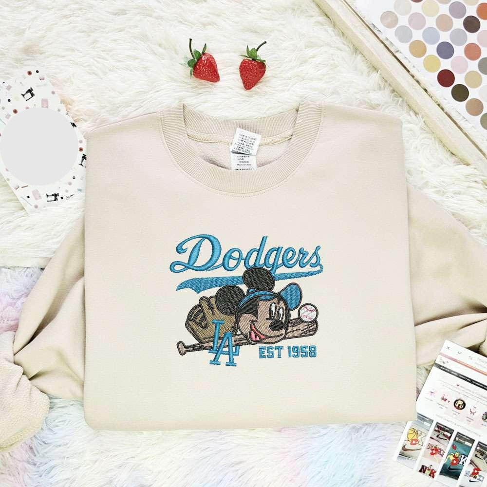 Mickey Dodgers La Est 958 Sports Embroidered Shirt