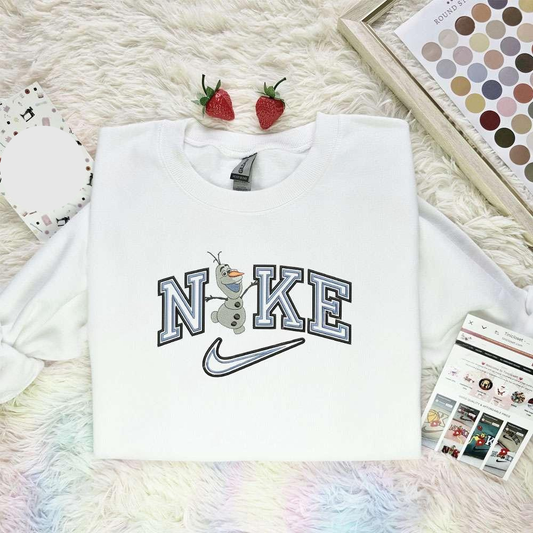 Happy Olaf X Nike Embroidered Shirt Disney Frozen Characters Embroidered Hoodie