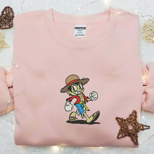 Luffy Old Disney Style One Piece Anime Embroidered Shirt
