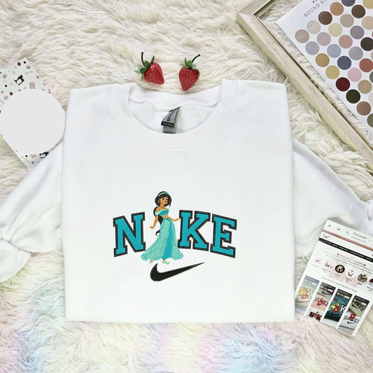 Jasmine Disney Princess Embroidered Shirt Disney Characters Embroidered Hoodie