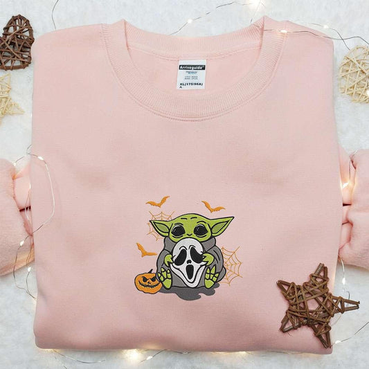 Baby Yoda Ghostface Embroidered Sweatshirt Halloween Embroidered Hoodie Best Halloween Gift Ideas