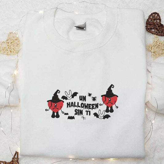 Bad Bunny Un Halloween Sin Ti Embroidered Shirt Cool Halloween Embroidered Hoodie Best Gifts for Family