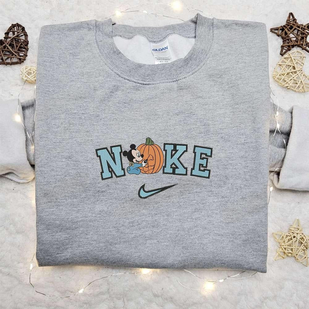 Baby Mickey Mouse Pumpkin Halloween x Nike Embroidered Sweatshirt Walt Disney Characters Embroidered Shirt Best Halloween