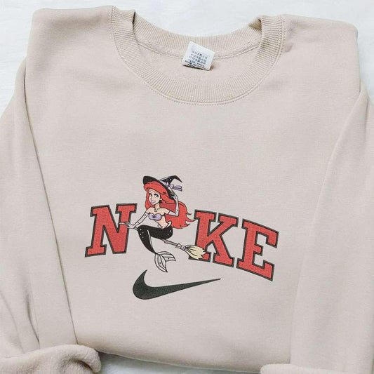 Ariel Witch x Nike Embroidered Sweatshirt Walt Disney Characters Embroidered Shirt Best Halloween Gift Ideas