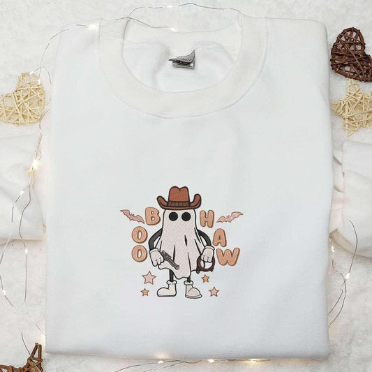 Boo Haw Cowboy Ghost Embroidered Shirt Halloween Embroidered Shirt Best Halloween Gift Ideas