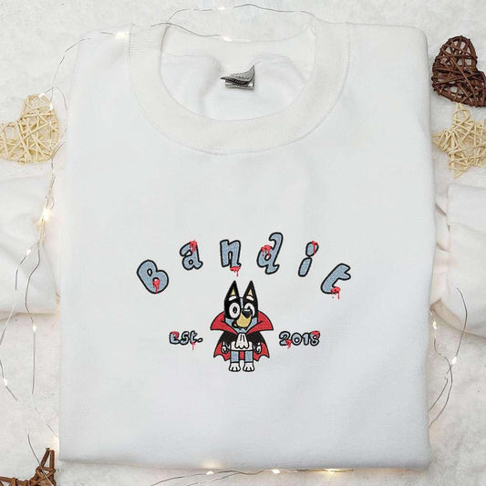 Bluey Bandit Heeler Est 2018 Halloween Embroidered Shirt Halloween Embroidered Shirt Best Halloween Gifts for Family