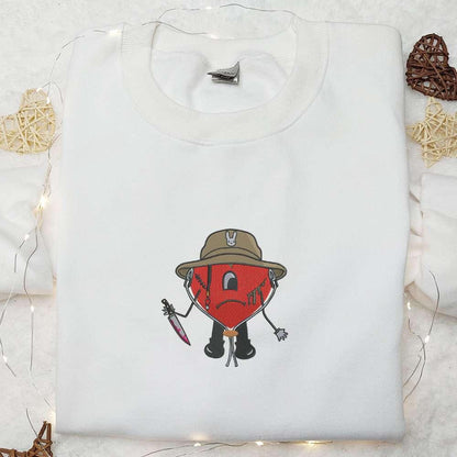 Bad Bunny with Knife Embroidered Sweatshirt Halloween Embroidered Sweatshirt Best Halloween Gifts