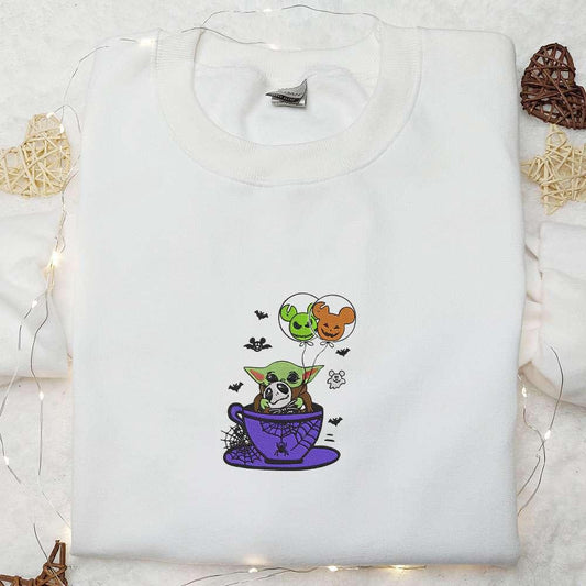 Baby Yoda Jack Skellington Balloon Embroidered Sweatshirt Halloween Embroidered Hoodie Disney Embroidered Shirt
