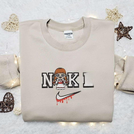 Annabelle x Nike Embroidered Hoodie Nike Inspired Embroidered Shirt Best Halloween Gift Ideas