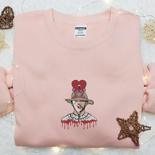 Bad Bunny Pennywise Embroidered Sweatshirt Horror Movie Embroidered Hoodie Halloween Embroidered Shirt