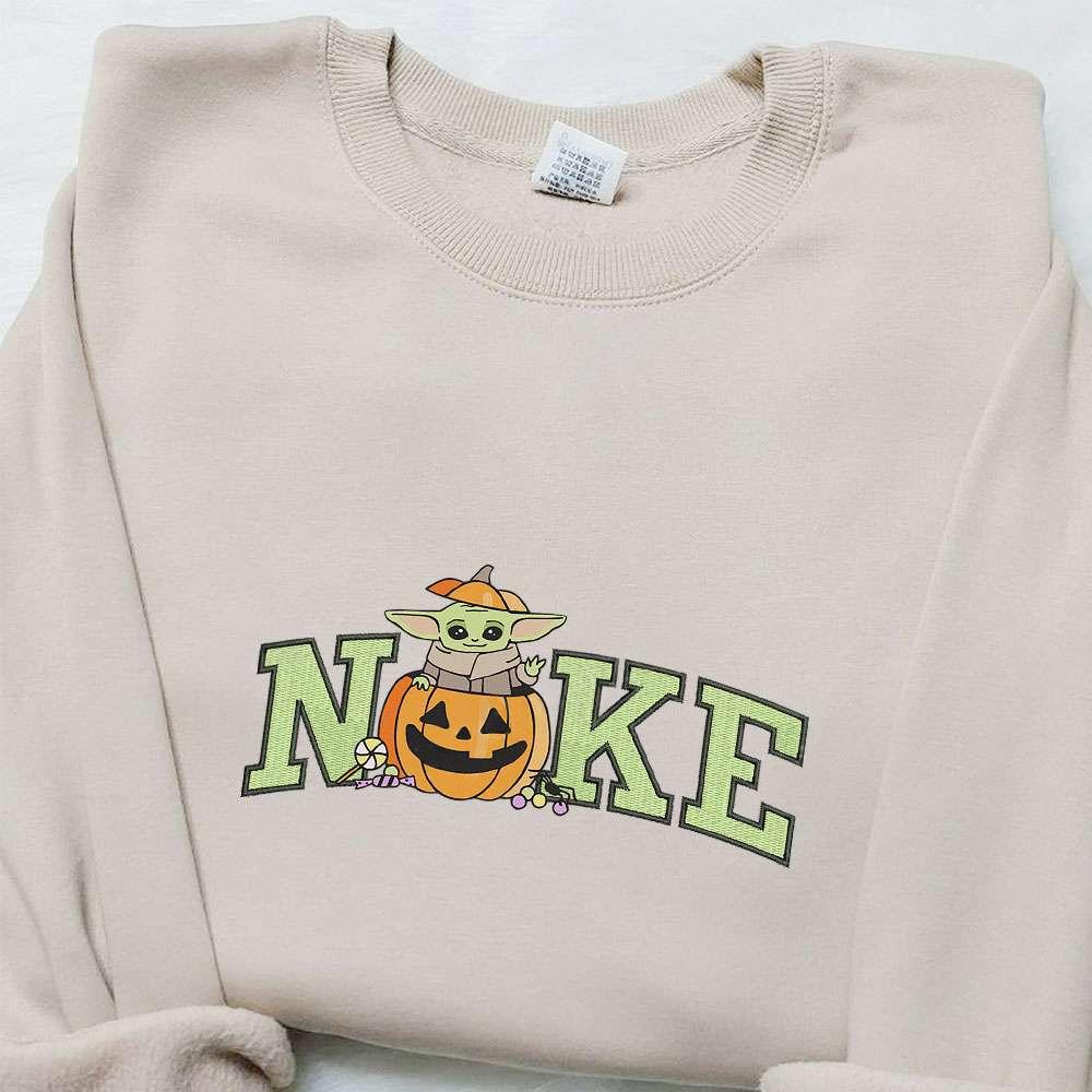 Baby Yoda Pumpkin x Nike Embroidered Sweatshirt Halloween Embroidered Shirt Best Halloween Gift Ideas