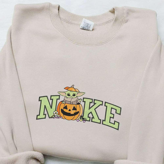 Baby Yoda Pumpkin x Nike Embroidered Sweatshirt Halloween Embroidered Shirt Best Halloween Gift Ideas