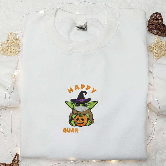 Baby Yoda Pumpkin Happy Quaroteen Embroidered Sweatshirt Halloween Embroidered Hoodie Best Gifts for Family