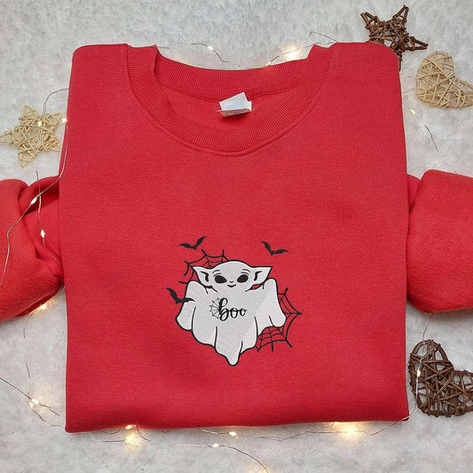 Baby Yoda Boo Ghost Embroidered Shirt Halloween Embroidered Hoodie Best Halloween Gift Ideas
