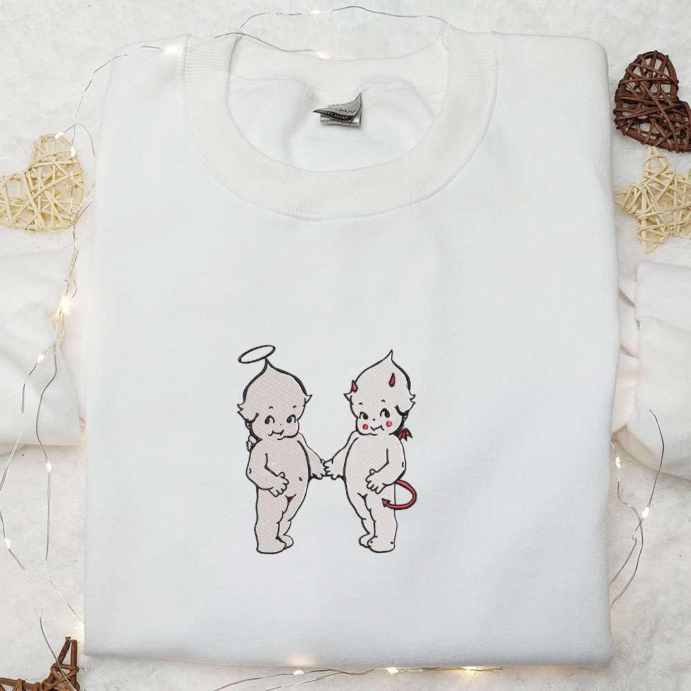 Angel and Devil Embroidered Sweatshirt Halloween Embroidered Hoodie Best Halloween Gifts