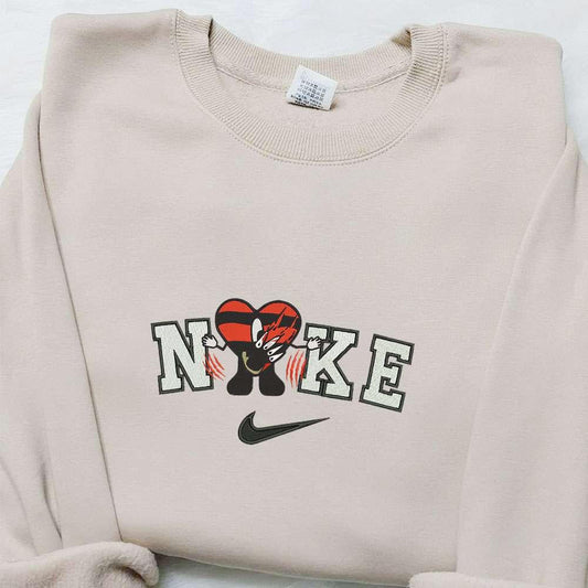 Bad Bunny Freddy Krueger x Nike Embroidered Sweatshirt Movie Halloween Embroidered Shirt Best Halloween Gift Ideas