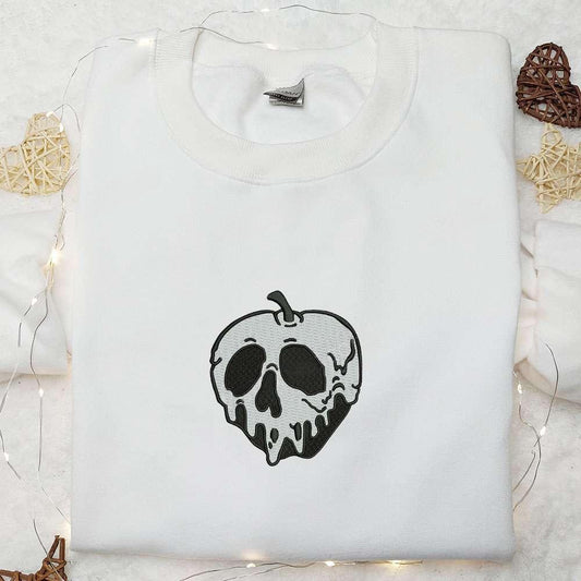 Apple Skull Embroidered Hoodie Halloween Embroidered Sweatshirt Best Halloween Gifts