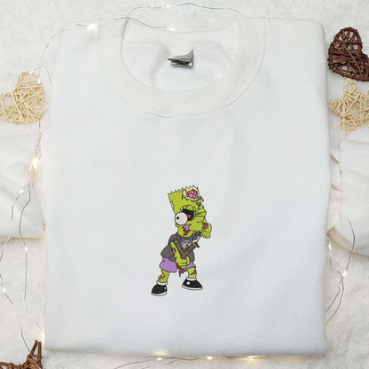Bart Simpson with a Slingshot Embroiderd Shirt The Simpson Cartoon Embroidered Shirt Best Halloween Gift Ideas