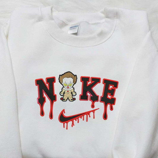 Chibi Pennywise x Nike Embroidered SweatshirtIt Movie Embroidered Sweatshirt Best Halloween Gift Ideas